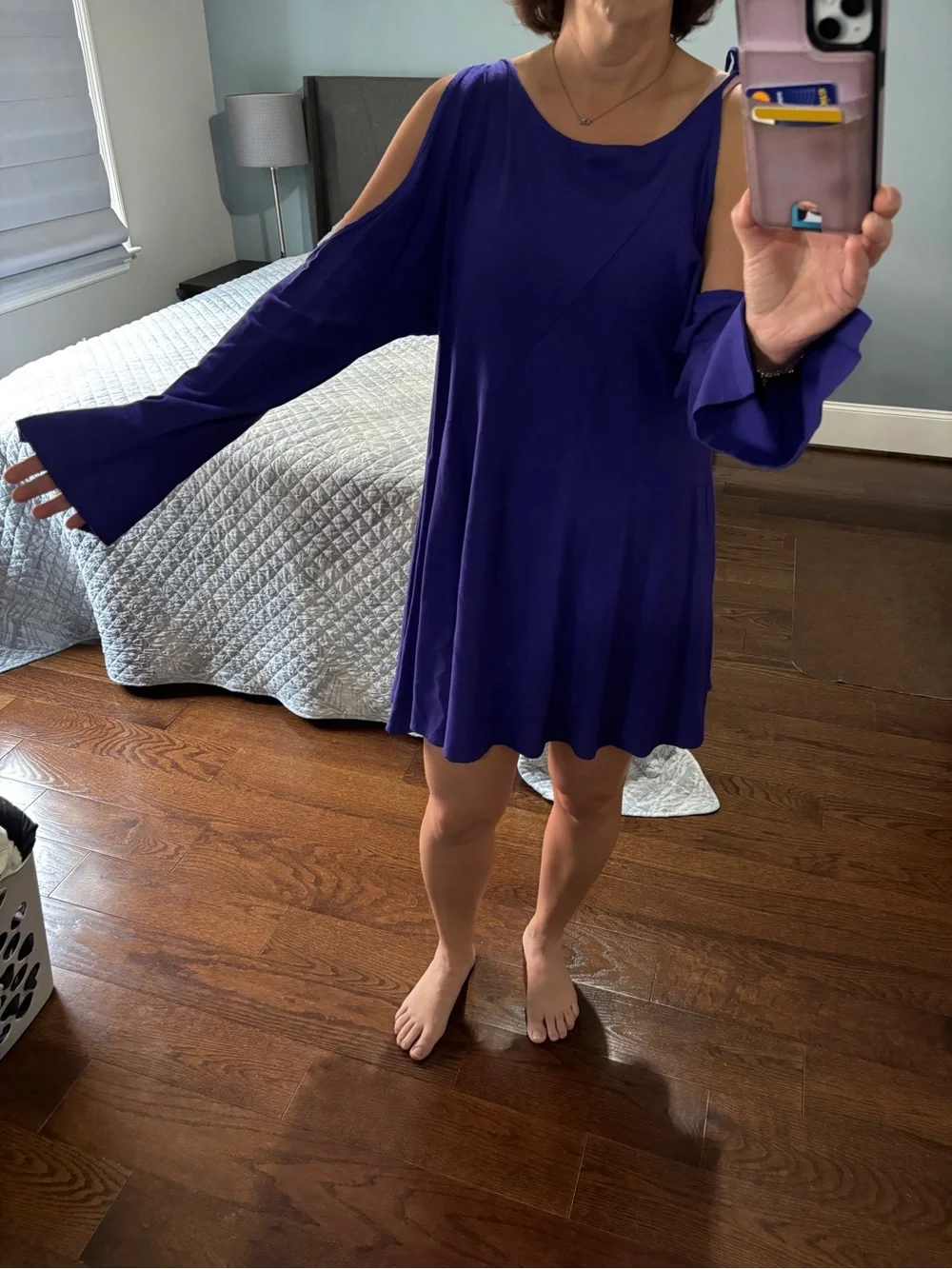 Free People Purple Cold Shoulder Boho Mini Dress Tie Strap - Size M/L*